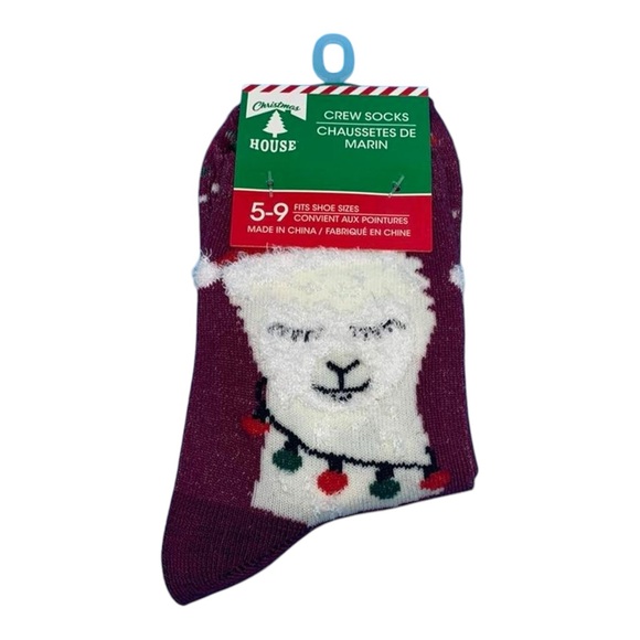 Christmas House women's Christmas Llama Socks. Fits shoe size 5-9, Crew Cut. New - Picture 1 of 2